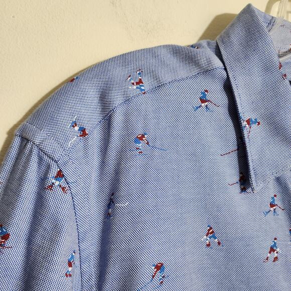Basic Zara Man hockey player print button front long sleeve shirt men's size M - Picture 2 of 10